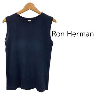 【送料込】 Ron Herman ロンハーマン タンクトップ ブラック 黒 無地 綿混 クルーネック Basic Tank Top インナーとしても sizeXS/961234