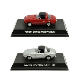 【玩具中古ミニカー】コナミ 絶版名車 1/64 TOYOTA SPORTS 800 / トヨタ スポーツ (UP15) 1965 シルバー ・ レッド 2台セット