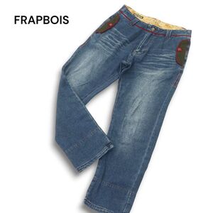 FRAPBOIS フラボア 裏地カモフラ柄★ USED加工 切替 スウェット デニム パンツ ジーンズ Sz.1 メンズ ユニセックス　A5B00541_1#R