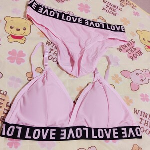 Eco D80 上下セット ブラパン ショーツ パンティ ブラジャー 女性下着 ピンクLOVE