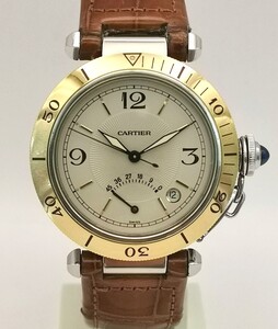 良品 Cartier W3101255 カルティエ パシャ ドゥ カルティエ プロンジャー パワーリザーブ YG/SS メンズ 自動巻き 時計