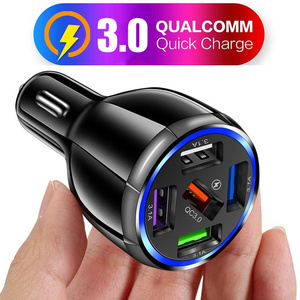 最新15A QC3.0 5ポート 多機能充電 カーチャージャー シガーソケット USB 車載充電器 Quick Charge XZ/XZ2 Galaxy S9/S8 GoPro Hero