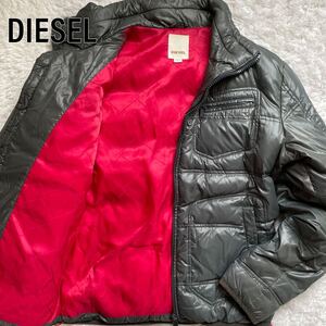 ■美品/L-XL相当■DIESEL ディーゼル ダウンジャケット ライダース バイカー アウター ブルゾン MA-1 軽量 リアルダウン フード収納