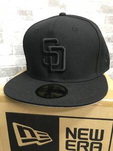 MLBダルビッシュ所属サンディエゴパドレス×NEWERA 59FIFTY人気総ブラックフィッテッドキャップ5/8