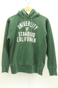 【中古】CHAMPION メンズパーカー S REVERSE WEAVE HOOD SWEAT CHAMPION X STANDARD CALIFORNIA S 緑 グリーン プリント