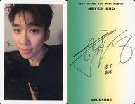 中古コレクションカード(男性) BOYFRIEND/HYUNSUNG(ヒョンソン)/裏面緑・印刷サイン入り/CD「Never End」(NIGHT Ver.)初回限定封入