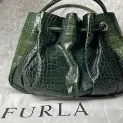 フルラ FURLA ショルダーバッグ レザー 型押し クロコダイル グリーン