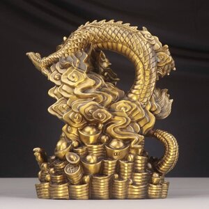 新品！銅置物 龍 風水 置物 開運 龍置物 龍の縁起物置物 高27cm