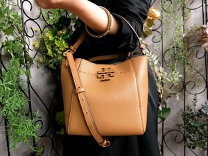 ●超美品●新品同様●TORY BURCH トリーバーチ●マックグロー●カーフ レザー 本革●2way ハンド バッグ●キャメル●ゴールド金具●Js54136