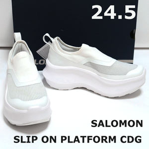 24.5 新品 コムデギャルソン サロモン スリッポン 厚底 スニーカー 白 COMME des GARCONS