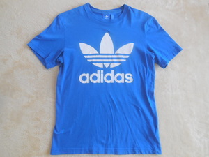 ★アディダス★ADIDAS★ブルーに白ロゴ★半袖Tシャツ★サイズレディースM★