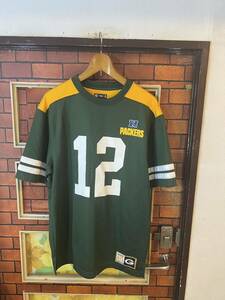 ユニホーム　Tシャツ packers NFL プロチーム　サイズ M 12番 Rodgers 1円スタート　アメリカ古着