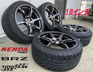 86 BRZ タイヤホイールセット 18インチ Acht-6 クロニウムブラック KENDA KR20 F: 225/40R18 R: 235/40R18 新品4本set