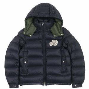 極美品●MONCLER モンクレール BRAMANT ブラマント ロゴワッペン付き フーデッドダウンジャケット ダークネイビー 1 国内正規品 メンズ