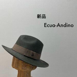 新品 Ecua-Andino エクアアンディーノ パナマハット 中折れハット 麦わら帽子 ストロー ピンバッジ エクアドル製 ハンドメイド 玉SS2119