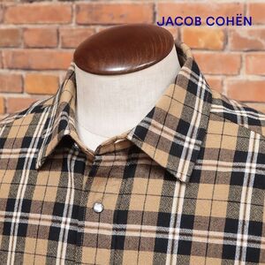 秋冬/JACOB COHEN/Mサイズ/イタリー製シャツ U C 003 02 チェック柄 胸ポケット ワーク調 レトロ 長袖 新品/茶色/ブラウン/jd407/