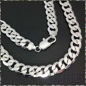 [NECKLACE] 925 Sterling Silver Plated ハイクオリティー 6面カット 喜平チェーン シルバーネックレス 10x500mm (46g) 【送料無料】