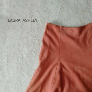 Laura Ashley ローラ アシュレイ フレア スカート ボトムス 無地 サイドファスナー ミモレ丈 ハイウエスト 上品 オレンジ サイズ34 SJ70