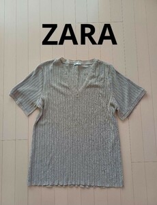 zara,ザラ、ラスティックチュニック、M、カットソー、ベージュ、ゴールド、トップス、コムギ、落ち感