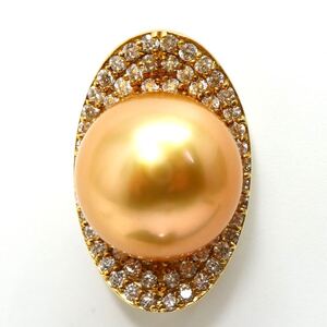 1円〜!!《K18 ゴールデンパール/天然ダイヤモンドペンダントトップ》J 約5.9g jewelry pearl ジュエリー pendant ED1/EE1 E10