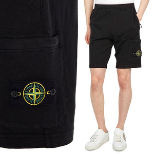 送料無料 19 STONE ISLAND ストーンアイランド 761566260 V0029 ブラック スウェット ショートパンツ size M