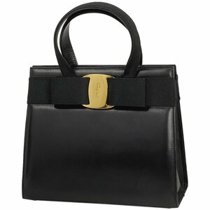 【ジャンク品】サルヴァトーレフェラガモ Salvatore Ferragamo ヴァラリボン ハンドバッグ 2WAY ショルダー レザー ブラック レディー 中古