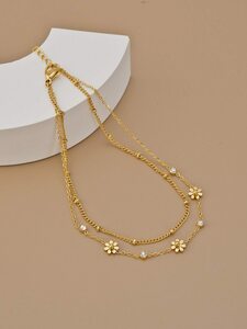 ジュエリー レディース フットアクセサリー 花デコレーション レイヤードアンクレット