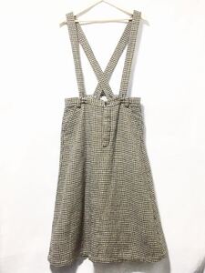 Vlas Blomme ヴラスブラム Kortrijk Linen コルトレイクリネン ガンクラブチェック ツイード サロペット スカート 1