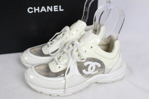 18S シャネル CHANEL ココマーク スニーカー ホワイト G33862　３７ レディース シューズ 付属品完備　 PR1212