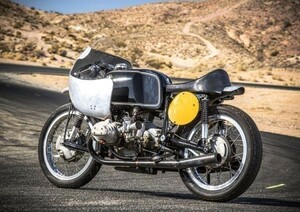 BMW RS54 with Bartl Fairing 1956年 ヴィンテージ カフェレーサー 絵画風 壁紙ポスター A2版 594×420mm（はがせるシール式）011A2