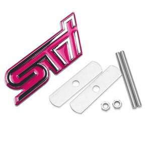 【ゆうパケット送料込】STI 3Dエンブレム (Fグリル用) ピンク／メッキ　縦3.6cm×横9.3cm 金属製 スバル