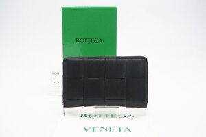 ☆安心の３大保証☆ Bランク ≪BOTTEGA VENETA ボッテガ ヴェネタ/ラウンドファスナー長財布≫ 651368 カセット ジップアラウンド ブラック