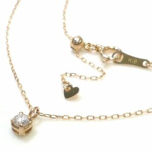 J◇K18 ダイヤモンド 0.1ct ネックレス ピンクゴールド ダイヤ 1粒 18金 スライドアジャスター diamond pink gold necklace【ネコポスOK】