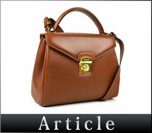 190036★ Ferragamo フェラガモ 2WAYバッグ ショルダーバッグ ハンドバッグ AN21 1644 レザー 革 ブラウン レディース/ B