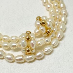 1円〜!!《本真珠ネックレス3点おまとめ》D 約25.3g 約40.0-42.0cm pearl necklace jewelry パール DE0/ZZ 98