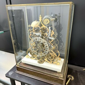 X814-I27-1059 希少 SINCLAIR HARDING シンクレア ハーディング THREE TRAIN SKELETON CLOCK アンティーク 置時計 参考定価:￥4987500