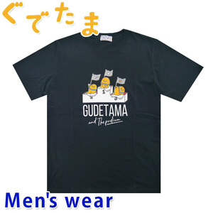 ぐでたま 半袖 Tシャツ メンズ サンリオ アニメ プリント 卵 グッズ GD1142-203B Mサイズ BK(ブラック)