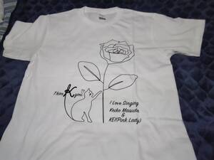 増田恵子　ピンクレディー　I Love Singing 直筆サイン入り　　半袖プリントTシャツ　ホワイト　M　　新品未使用