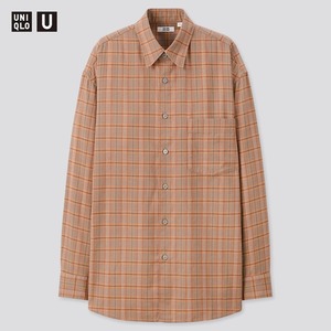 UNIQLO U ライトフランネルワイドフィットチェックシャツ（長袖） Lサイズ ORANGE 新品 完売 ユニクロユー レア LEMAIREコラボ