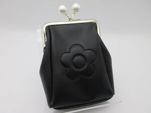 ◆MARY QUANT マリークワント がま口 ポーチ パール 黒 ブラック 小物入れ 中古品