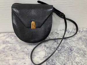 ☆1000円スタート☆ YSL イヴ・サンローラン リザード　ブラック　ヴィンテージ　ショルダーバック　◆26791