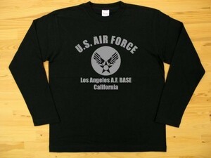 U.S. AIR FORCE 黒 5.6oz 長袖Tシャツ グレー XL ミリタリー エアフォース アメリカ空軍