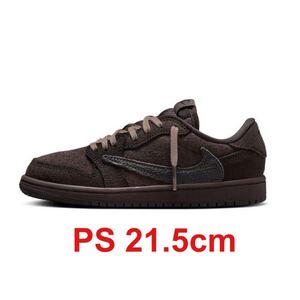 21.5cm Travis Scott × Nike PS Air Jordan 1 Low OG SP Velvet Brown and Dark Mocha キッズ