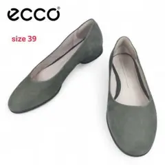 【ecco/エコー】極美品 スエード フラット パンプス グリーン 39