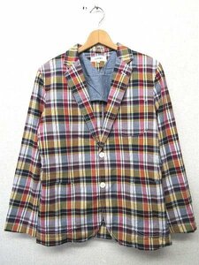 S0646:TOMMY トミー ジャケット オレンジ/M/テーラードジャケット ブレザー チェックジャケット TOMMY HILFIGER 