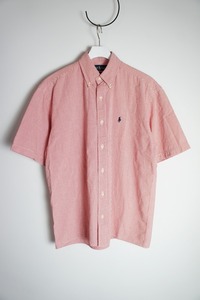 希少 美品80s 90s Polo by Ralph Lauren ポロ ラルフローレン BLAKE 半袖ギンガム シャツ ヴィンテージ ビンテージ 赤白222O