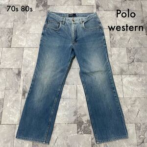 70s 80s Polo western Ralph Lauren デニムパンツ 42TALON ジーパン ヴィンテージ ラルフローレン Gパン サイズM相当 玉SS2443