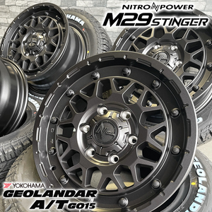 タイヤホイール4本セット NITRO POWER M29 STINGER 16×6.5J+38 6/139.7 黒 ヨコハマ GEOLANDAR A/T G015 215/65R16C 109/107S ハイエース