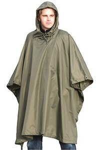 MIL-TEC ポンチョ レインウェア リップストップ生地 米軍スタイル Rain Poncho (Olive Drab