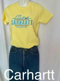 ９０年代チビT、安定人気のカーハートの半袖Tシャツ　イエロー　Carhartt